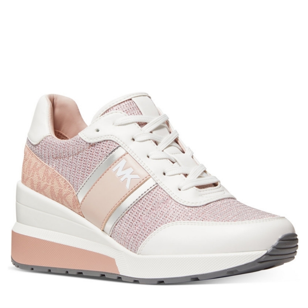 Michael Kors Women's Mabel Platform wedge Trainer Running Sneakers Pink White 10